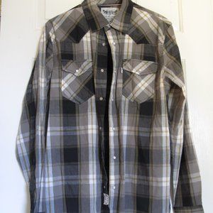 Levi's Men's Black Plaid Long-sleeve Shirt - Medium